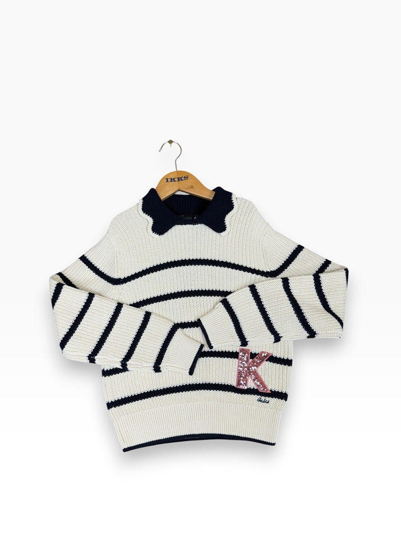 Pull Ikks Écru & Marine - 10 ans