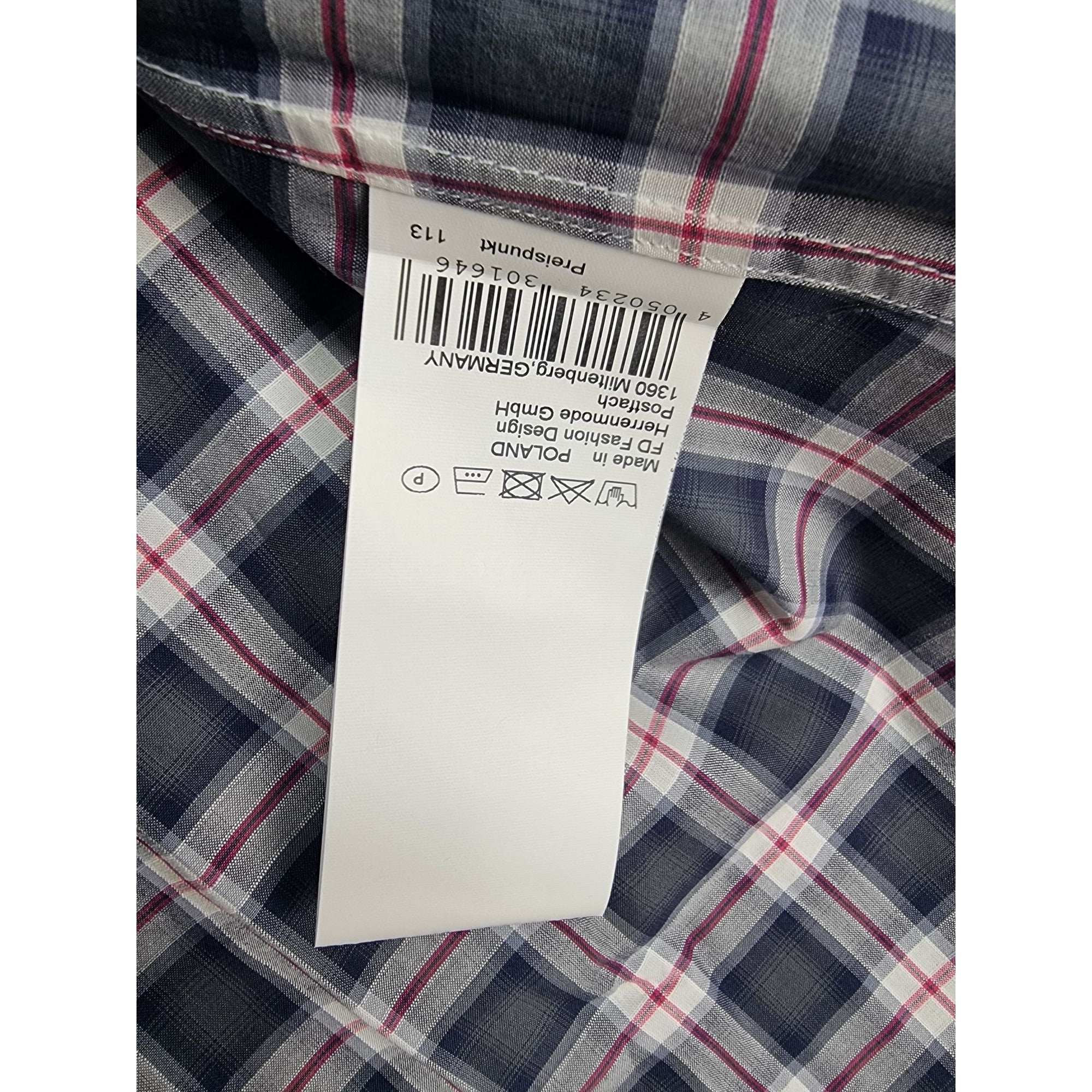 Karl Lagerfeld Mens Slim Fit Navy Plaid Button-Up Shirt Long Sleeves Cotton Blend Size 39